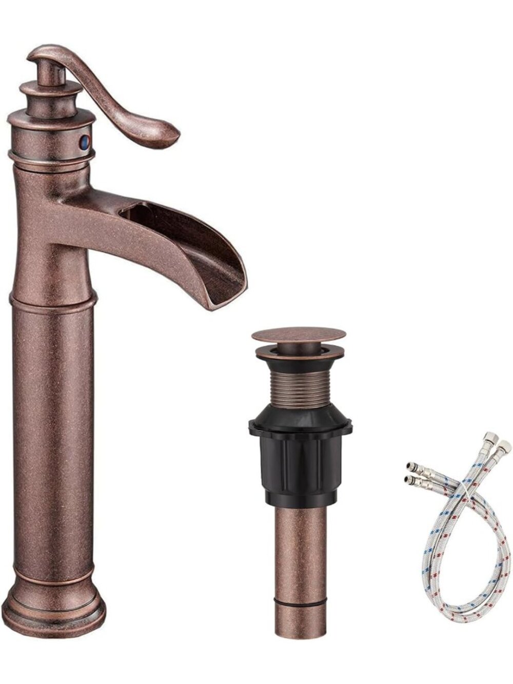 Stylish Copper Waterfall Vessel Sink Faucet - Modern One Hole Bathroom Fixture